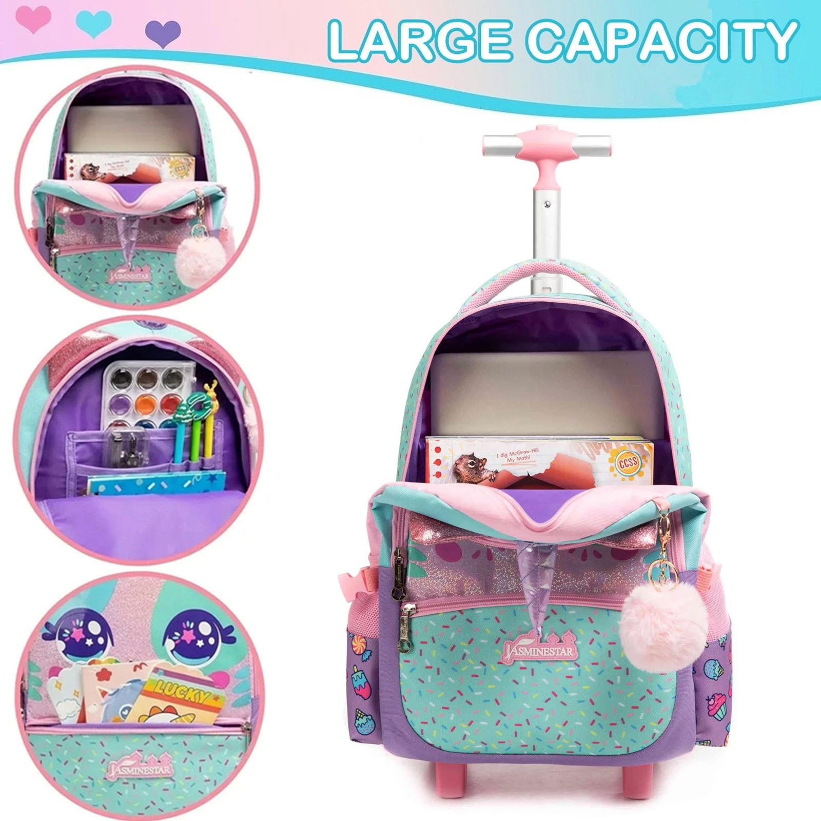 3PCS Cute Rolling Backpack for - đánh giá và giá Foldable Rolling Luggage Bag