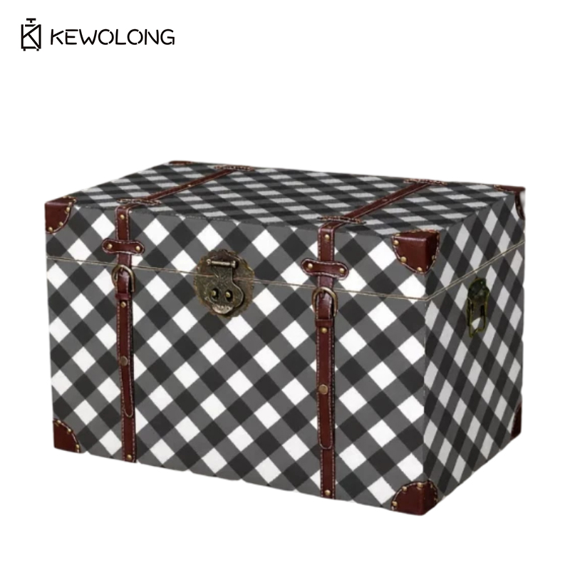 Vintage Plaid Print Wooden Sto - đánh giá và giá Retro Vintage Trunk Suitcase