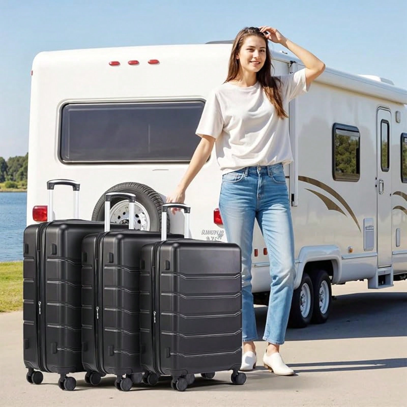 3-Piece Luggage Sets, Hardside - đánh giá và giá Expandable Hard Shell Luggage Set