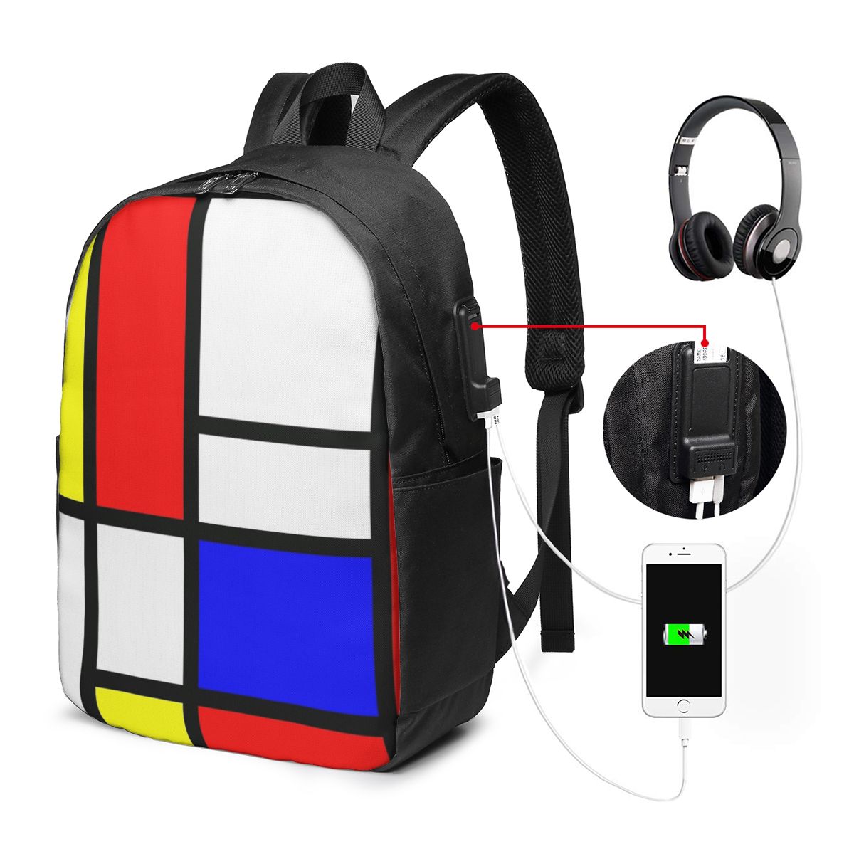 Piet Mondrian Composition  Bac - đánh giá và giá Travel Bags