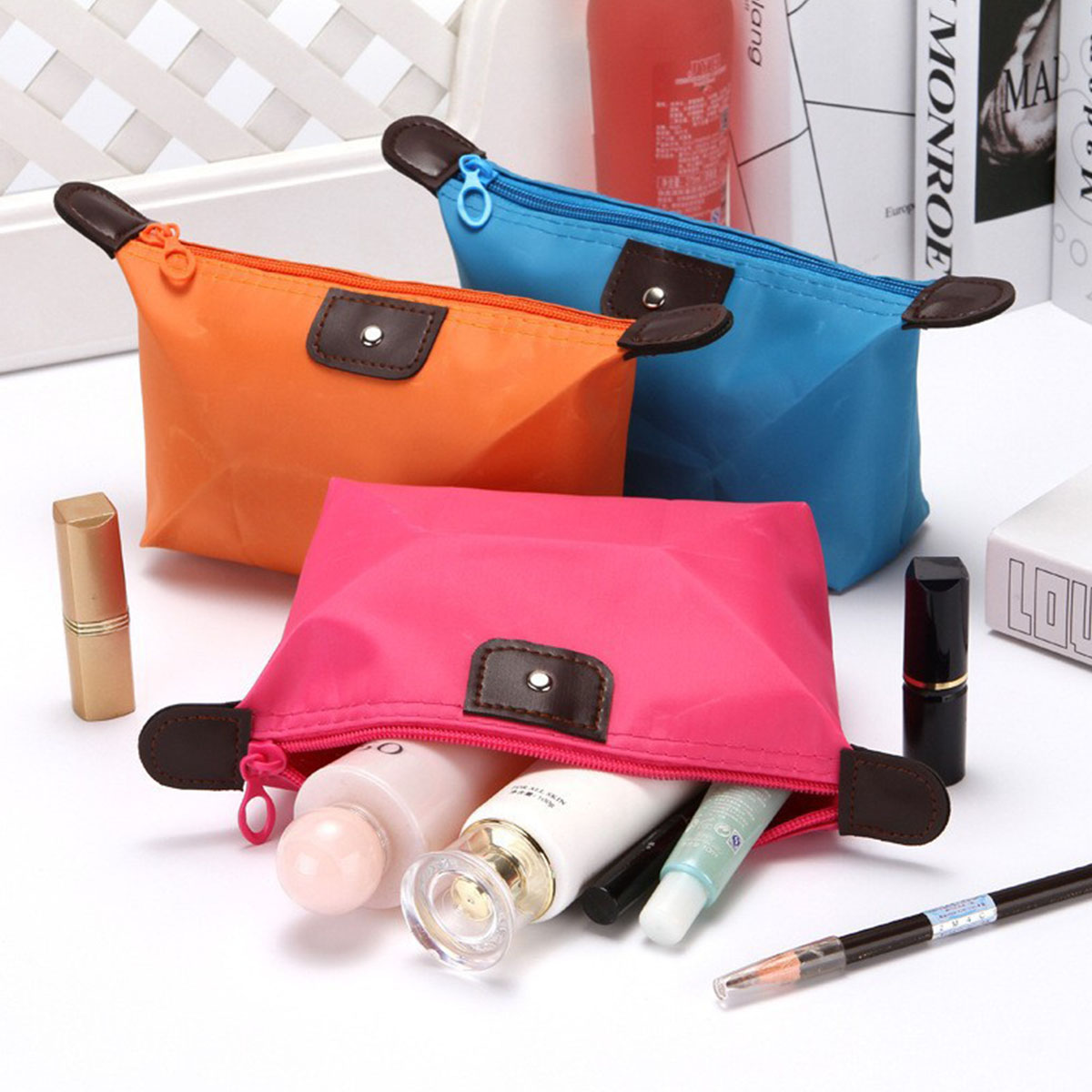 Women Foldable Candy Color Dum - đánh giá và giá Cosmetic Bags