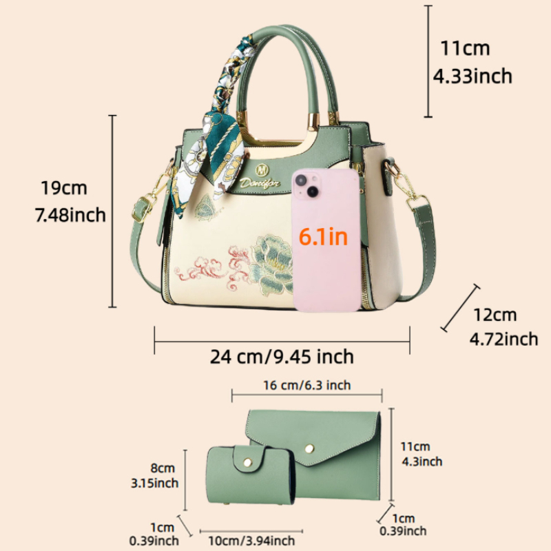 3-piece embroidered handbag se - đánh giá và giá Wallets