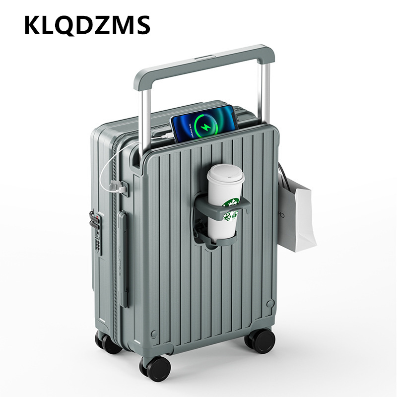 KLQDZMS Charging Suitcase Fron - đánh giá và giá Front Opening Laptop Luggage 24 Inch