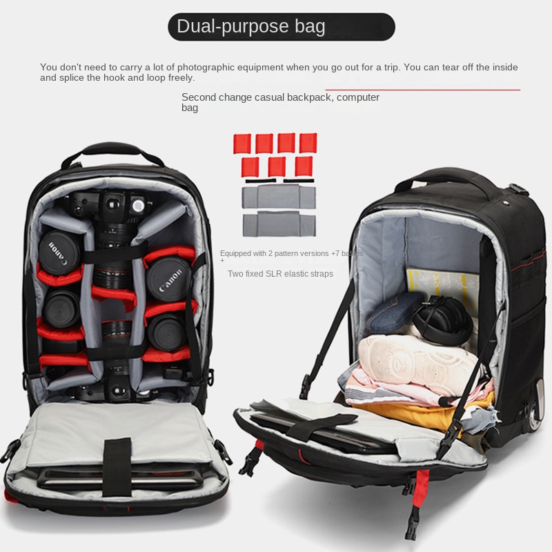 Trolley Photography Backpack P - đánh giá và giá Foldable Rolling Luggage Bag